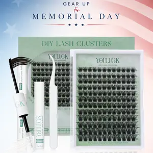 YOULUCK Upgraded Lash Clusters Kit – Soft Fluffy Long-Lasting Lashes with Glue Remover & Tweezer for Easy At-Home Application