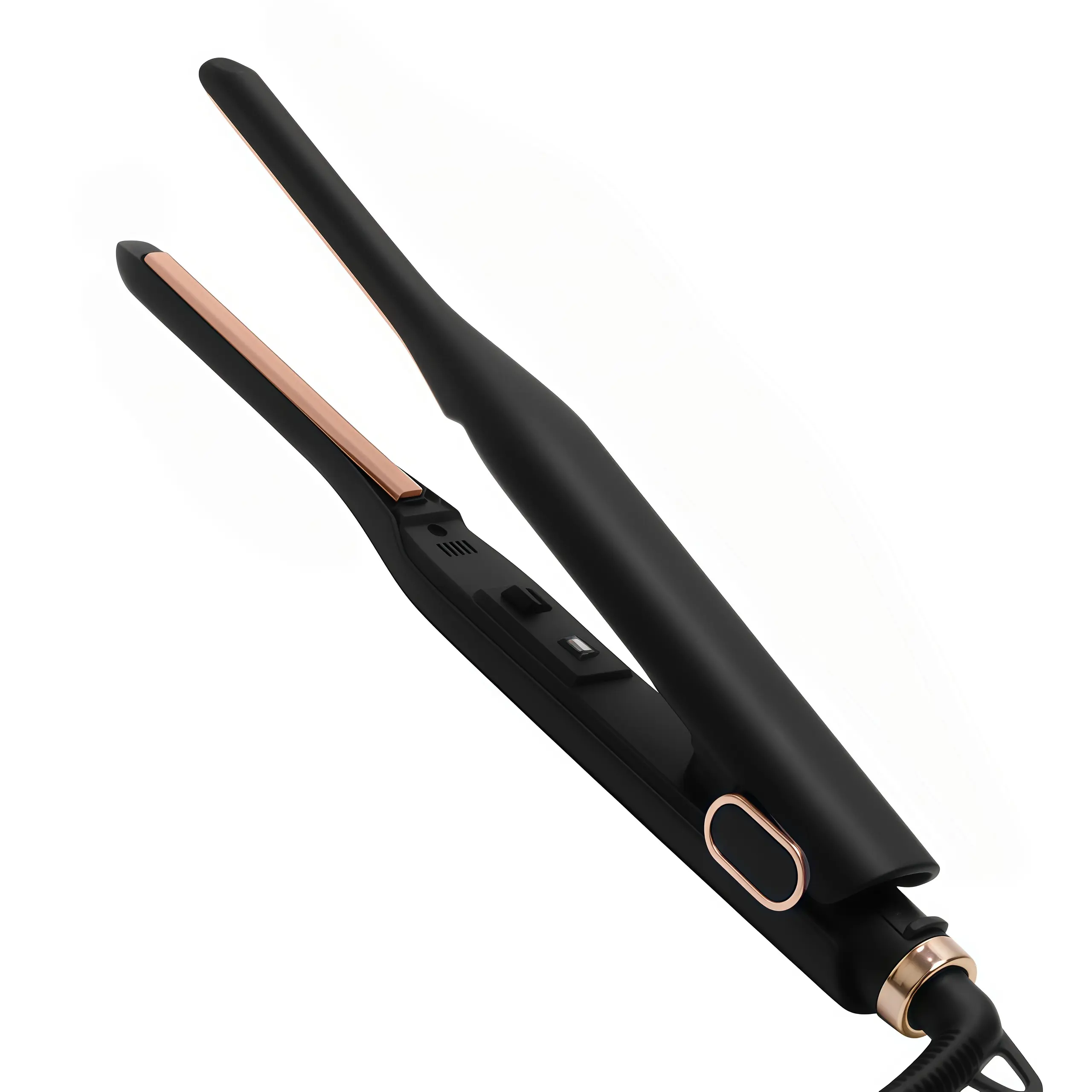 Pencil Flat Iron up to 400°F Thin Small Tourmaline Ceramic Plate 0.3 inch (3/10") for Women and Men, Short to Medium Hair, Pixie Cut, Bangs, Edges.. A Travel Pouch and a Glove Included Flawless