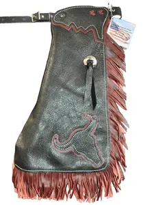 R Bar K/Custom Made Leather Chaps/Size 3/4T Leather Kids Chaps/Kids Metallic Rodeo Chaps