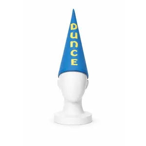 Classic Dunce Cap – Blue with Yellow “DUNCE” Lettering – Child Size Costume Hat