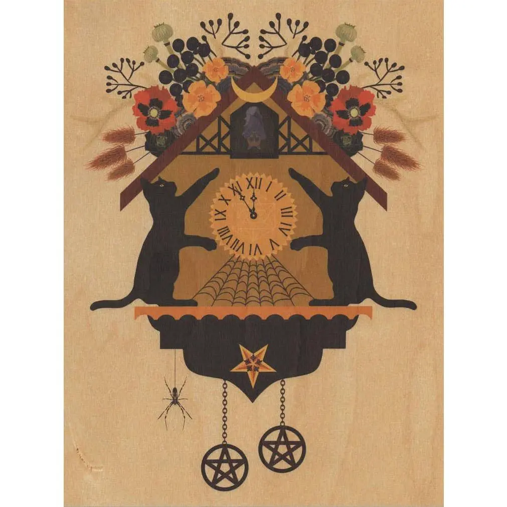 Halloween Cuckoo Small Wood Print, 11" x 8.5"