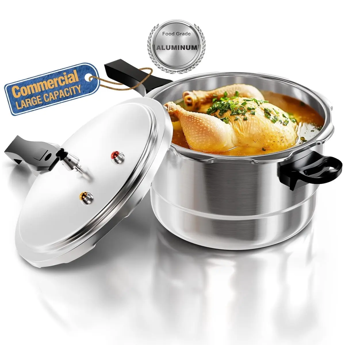 WantJoin 4QT Aluminum Pressure Cooker Canner with Release Valve & Multiple Protective Devices, Canner Rack Included, Compatible with Gas & Induction Cookers