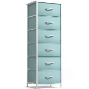Sorbus 6 Drawers Tall Dresser with Steel Frame, Wood Top, and Easy Pull Foldable Fabric Bins Cupboard Apothecary Cabinet