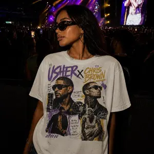 Usher C.Brown R&B Tour T-Shirt Raymond x Brown, Unisex Urban Concert Style Tee Two Legends One Vibe Shirt *NEW DATES