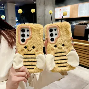 Plush Embroidered Bee Protective Phone Case for Samsung S26/s26 Plus/s26 Ultra/s25/s25 Plus/s25 Ultra/s24/s24 Plus/s24 Ultra/s23/s23 Plus/s22/s22 Plus/s22 Ultra