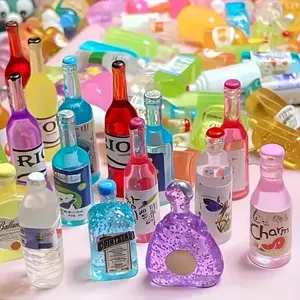 32 Piece Colorful Resin Bottles Set, Decorative Miniature Wine Bottle Drink Milk Jar Statue, DIY Micro Landscape Indoor Car Decoration, Home Decor