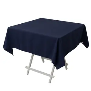 Cotton Blend 54"x54" Square Tablecloth Navy Blue - Wrinkle-Resistant Table Cover