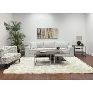 Roundhill Furniture Padena 3-Piece Metal Frame Wood Living Room Coffee Table and 2 End Tables Set