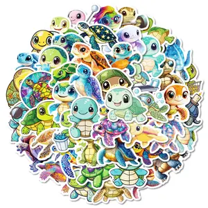 50pcs Cute and Fun Turtle Series Graffiti Series Stickers, Suitable for Faith Based Designs Such As Scrapbooks, Diaries, Laptops, Water Bottles, Cars, Etc., Sticker Decals, Car Decorative Sticker, As Gifts with Positive Information