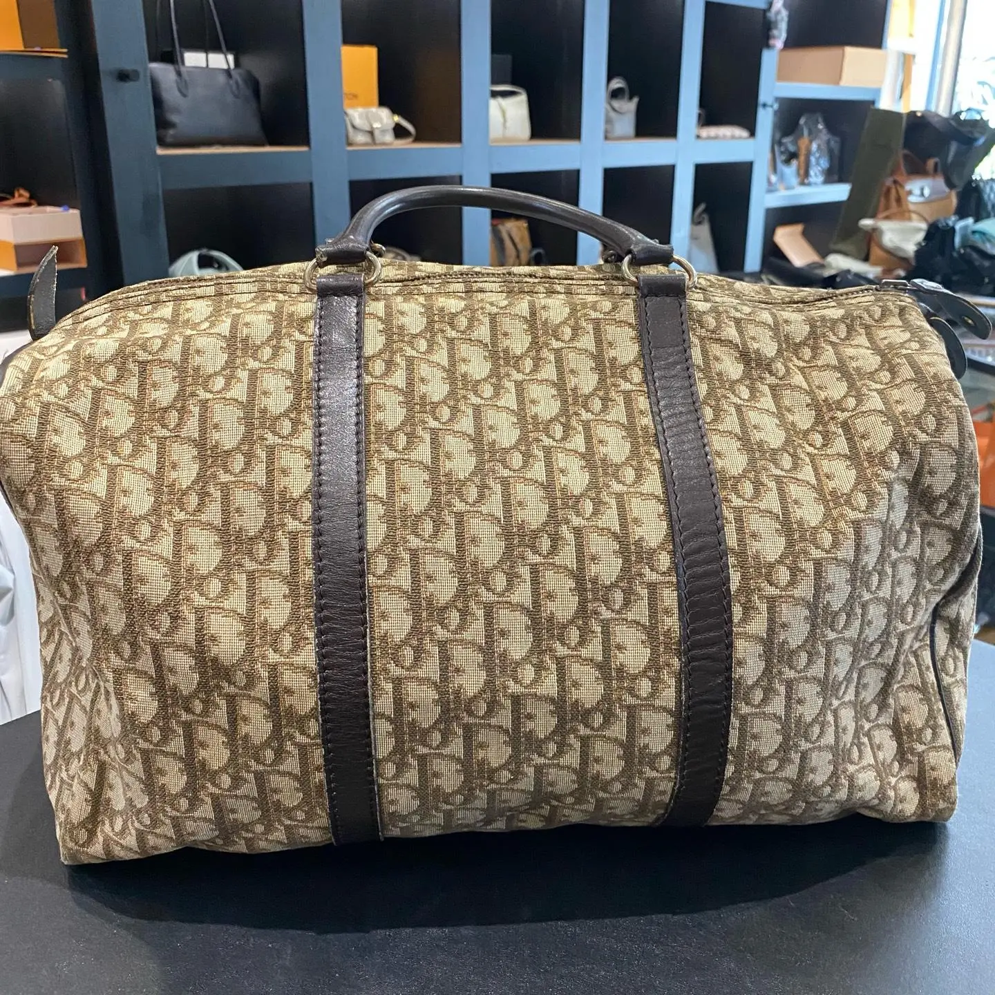 Pre-owned Vintage Dior Trotter Boston 45 travel bag in brown Oblique canvas XH151
