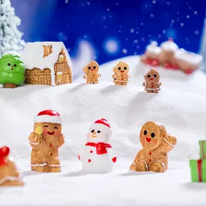 12pcs/22pcs Christmas Gingerbread Man Mini Resin Set, Cute Snowman Decorations for Dorm Desk Plant Office, Fun DIY Accessories
