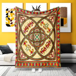 A Celtic Animal Knot Flannel Blanket - Ultra-Soft Warm Throw, Ideal for Naps, Relaxation & Camping. Intricate Irish knotwork with birds & beasts, lightweight cozy for heritage lovers, all-season use.