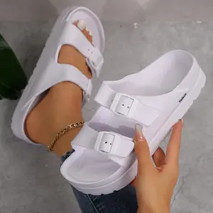 Women's Beach Sandals Casual Lightweight Anti-Slip EVA Thick Sole Comfortable with  Adjustable Double Strap Slippers