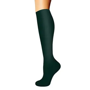 Women's Compression Socks - Nylon Blend Knit Fabric, Breathable, Lightweight, Moisture-Wicking, Smooth Stretch Support for Sports, Travel | Dark Green, Extra Large
