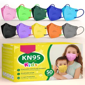 L-A031  Kids KN95 Face Mask Disposable - 50 Pack, Children's Small Size Breathable Protective Masks (Mascaras KN95 Para Niños)
