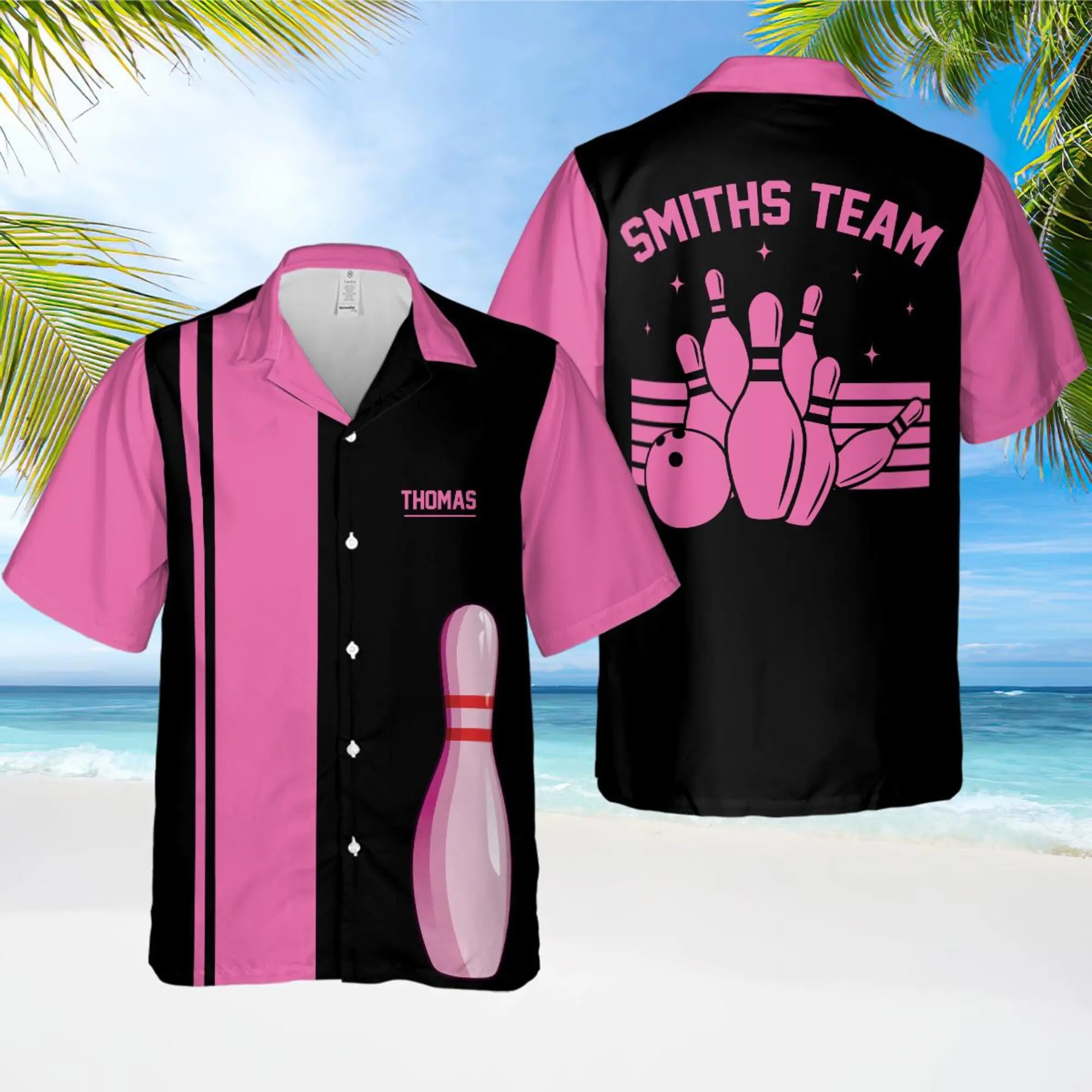 Personalized Bowling Hawaiian Shirt, Custom Button Down Shirt, Bowling Team Shirt, Bowler Shirts,  Retro Bowling Shirt Custom, Bowling Gifts