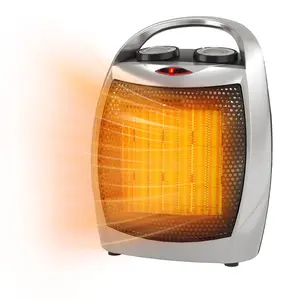 Portable Ceramic Heater & Fan 1500W/750W Thermostat - Safe, Quiet Heating & Cooling for Rooms up to 200 Sq Ft for Office, Desk, Bedroom, Silver