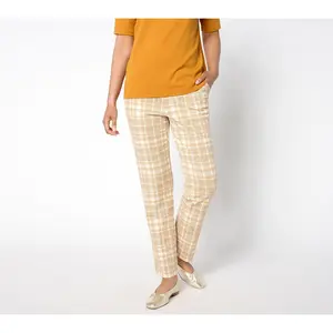 Isaac Mizrahi Live! Tall Printed Scuba Crepe Slim Straight Pants