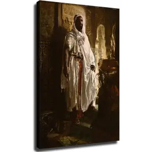 The Moorish Chief Charlemont Print Vintage Art Inkjet Canvas Poster - Artistic Artwork Photo Wall Decor, Framed (8x12in) for Bedroom, Kitchen