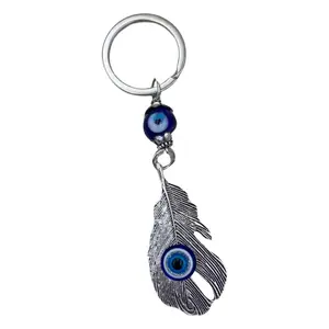 Evil Eye Feather Keychain