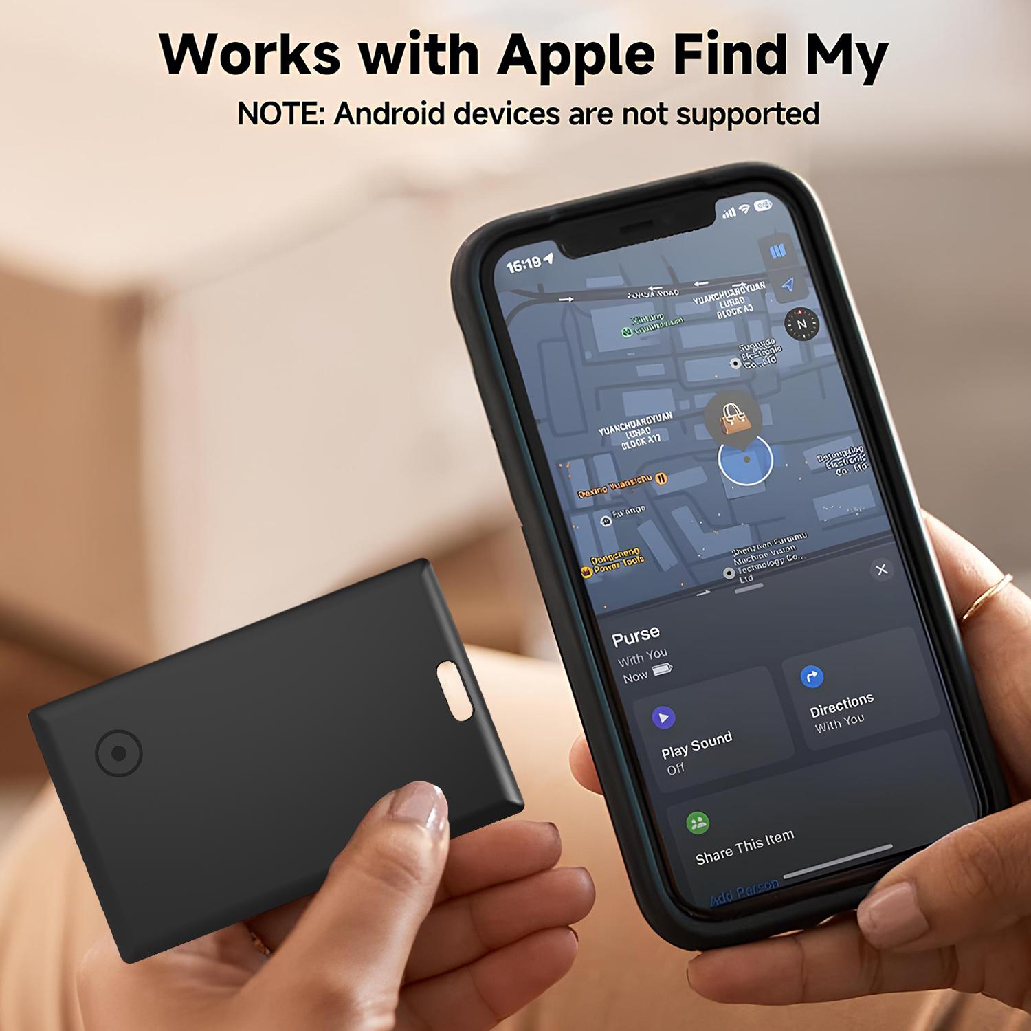 Wallet Tracker Card Air-Tag (iOS Only) - Work with Apple Find My, Bluetooth Tracker Smart Tracking Card Wallet Finder, 0.07in Slim, IP68 Waterproof, Item Locator for Luggage Tags, Passports, Purse
