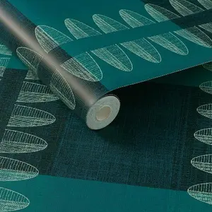 Opalhouse Jungalow Diskus Plaid 198"x20" Peel and Stick Wallpaper Bohemian Blue