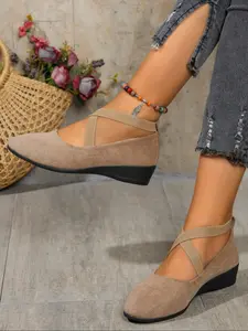 Women's Solid Color Fashion Wedge Flat Shoes, Elegant Casual Commuter Shoes, Daily Wear Comfortable Sneakers, Walking Shoes, Casual Fall Shoes