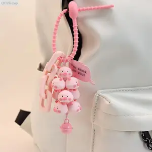Pig Tower Pendant Keychain - Cute Panda & Pig Stacking Cartoon Animal Bag Charm, Kawaii Keychain for Bags, Gifts, and Accessories