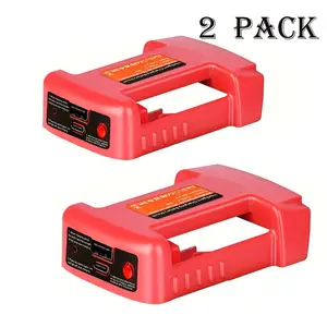 2pcs MIL 18V Lithium-Ion Battery Fast Charger - Portable USB & Type-C Power Source Converter with Quick Charging - Compact Design for On-The-Go Use
