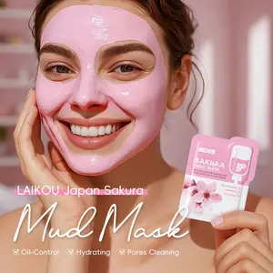 Sakura Clay Mask 5g*12 Packets - Japanese Cherry Blossom Deep Pore Cleansing Mask - Purifying Mud Mask Removes Impurities - Single Use Travel Friendly - Weekly Skincare Essential