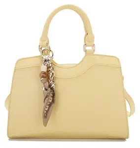 LA TERRE Scarf & Bead Charm Structured Satchel Bag - Women's Top Handle & Crossbody Bag