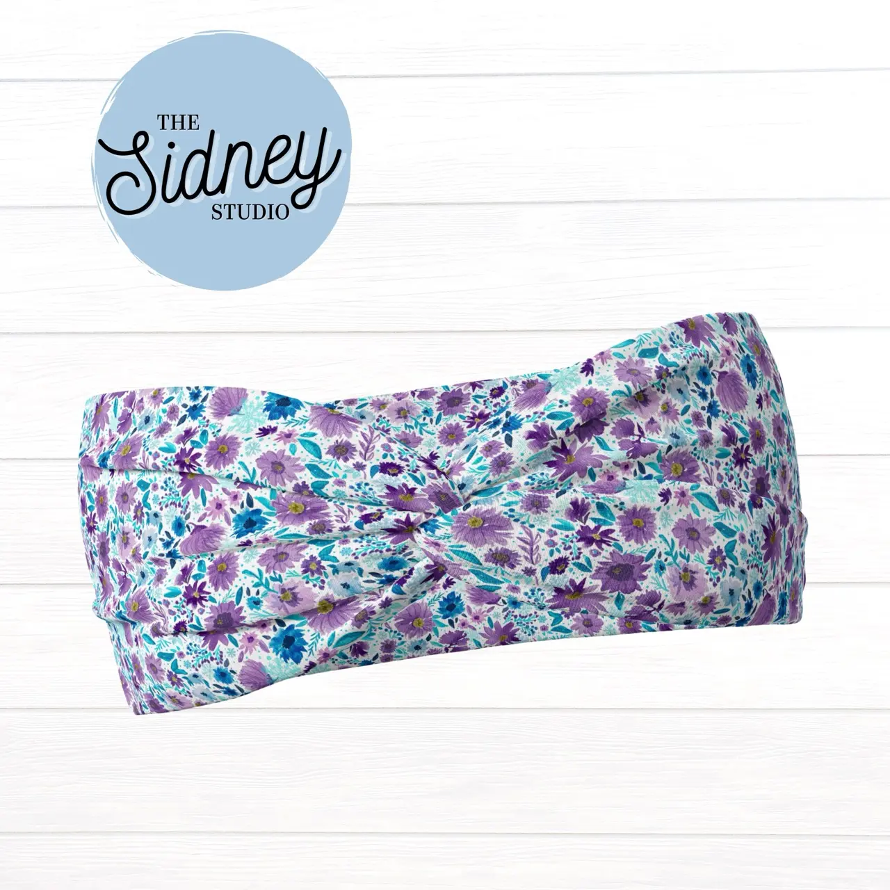 The Sidney Studio Winter Purple Floral Headband Wide Twist Headband for Women Soft Double Brushed Polyester Stylish Practical Hair Accessories