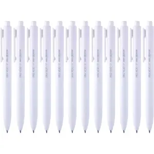 Retractable Gel Pens: 12ct Black Ink 0.7mm Fine Point Tip White Pen, Quick Dry Smooth Writing Pens for Journaling Note Taking Sketching No Bleed & Smear