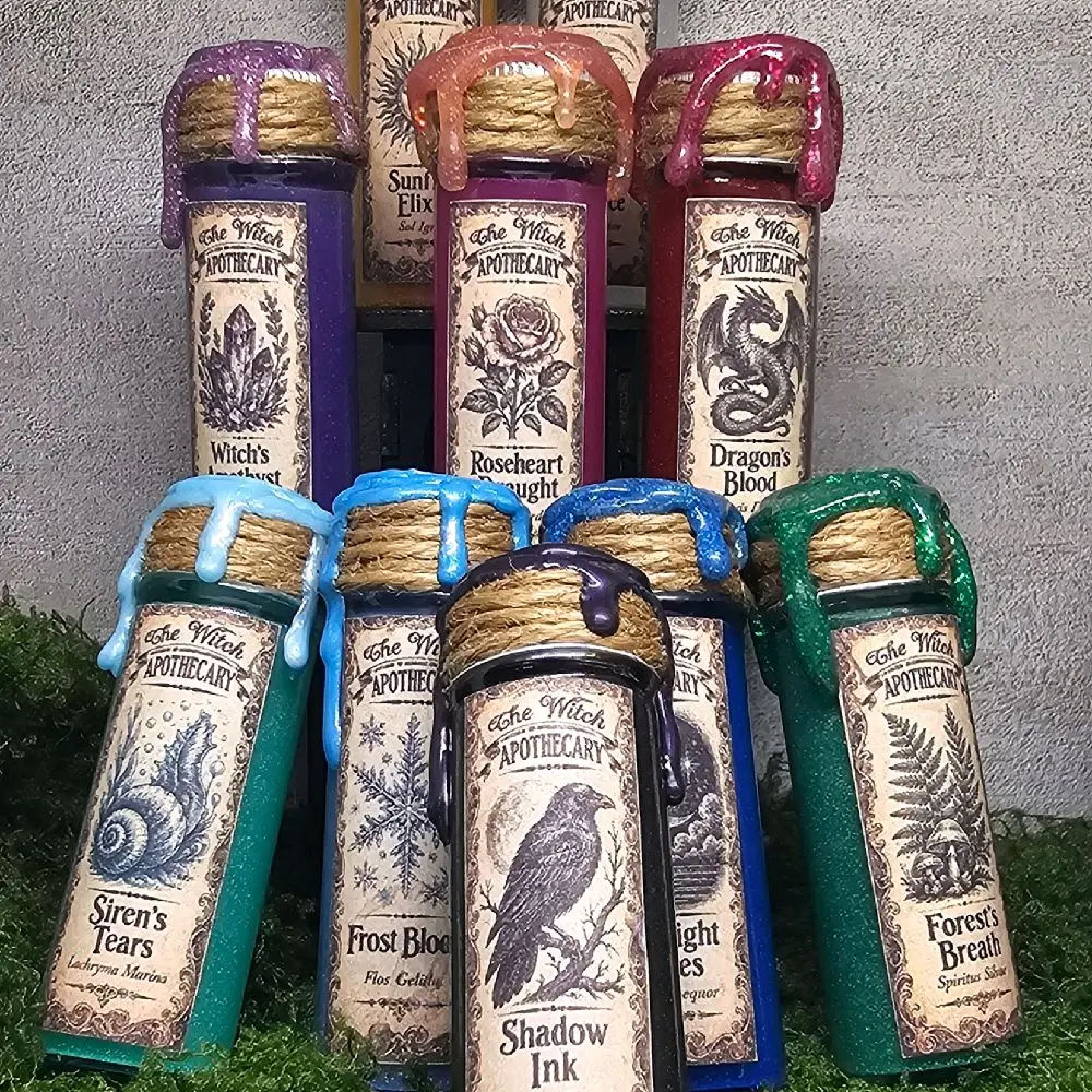 Dice Potion, vintage apothecary style, Witchy Vibes, D&D dice