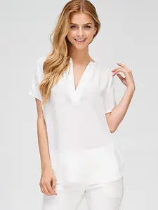 Women's Short Sleeve V Neck Blouse