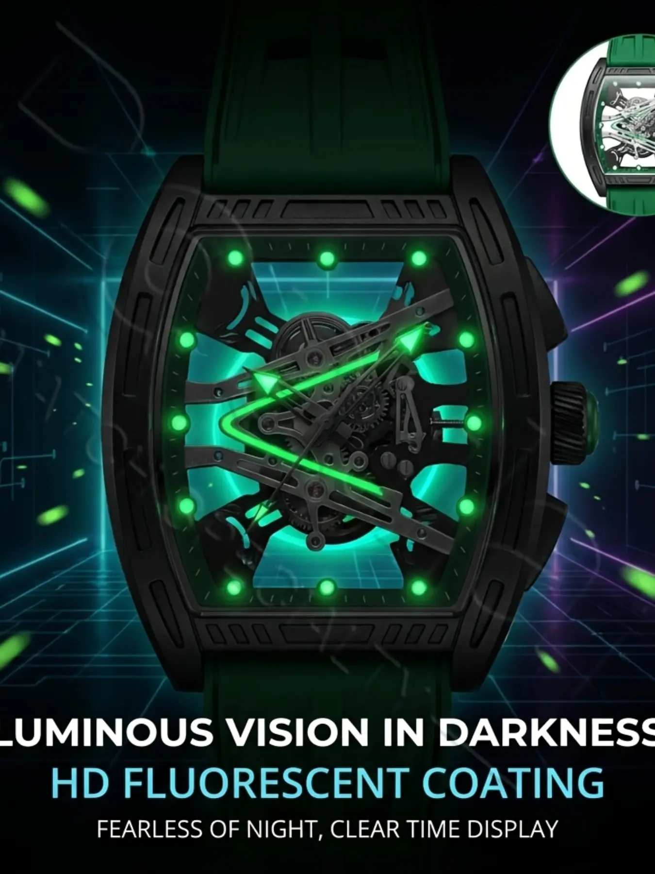 New Barrel Shape Hollow-Out Silicone Strap Quartz Watch, Barrel Shaped Watch, Simple Fluorescent Sport Business Casual Creative Laser Phantom Stone-Watch, Luminous Analog Watch, Quartz Analog Wristwatch, Analogue Quartz Watch, Quartz Analog Watches