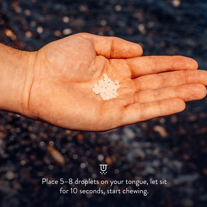 Greco Gum - Premium Mastic Gum Droplets - Hard Chewing Gum Promotes Jaw Exercise - Pure Mastic Resin with Piney Flavor - 1 Tin (45g)