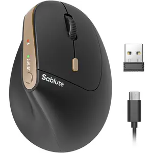 SABLUTE MAM3 Ergonomic Mouse, Bluetooth Mouse for Small/Medium Hands,Dual-Device Connectivity for Computer/Laptop,  Rechargeable Wireless Vertical Mouse with 4 Adjustable DPI  for  Window,Mac OS,Black
