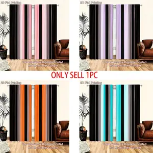 2 pieces semi-transparent colored gradient striped printed curtains - polyester rod pocket curtains - machine washable, modern style, suitable for bedrooms, living rooms, and offices Home Decoration Curtain