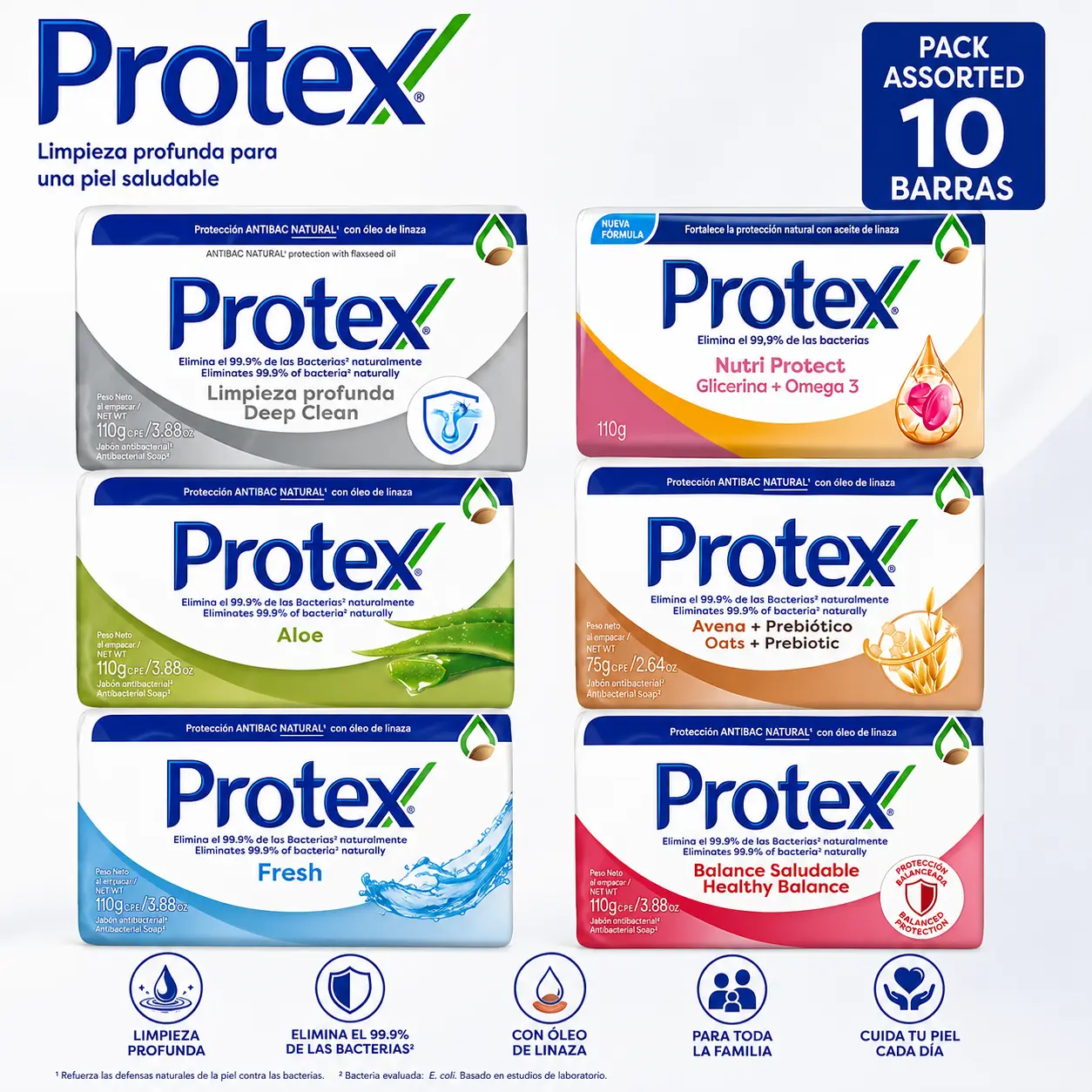 Protex Bar soap Pack of 10 assorted 110 gr each