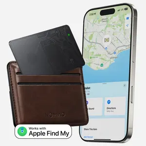 NOMAD Tracking Card Air Carbide · Never Lose Your Wallet Bag or Passport Again · Apple Find My · Hidden Tracker · Luggage Tracker · Waterproof · Rechargeable · 5 Month Battery · Wireless Charging · Fits Any Wallet · Bag Tracker · Travel Gadgets