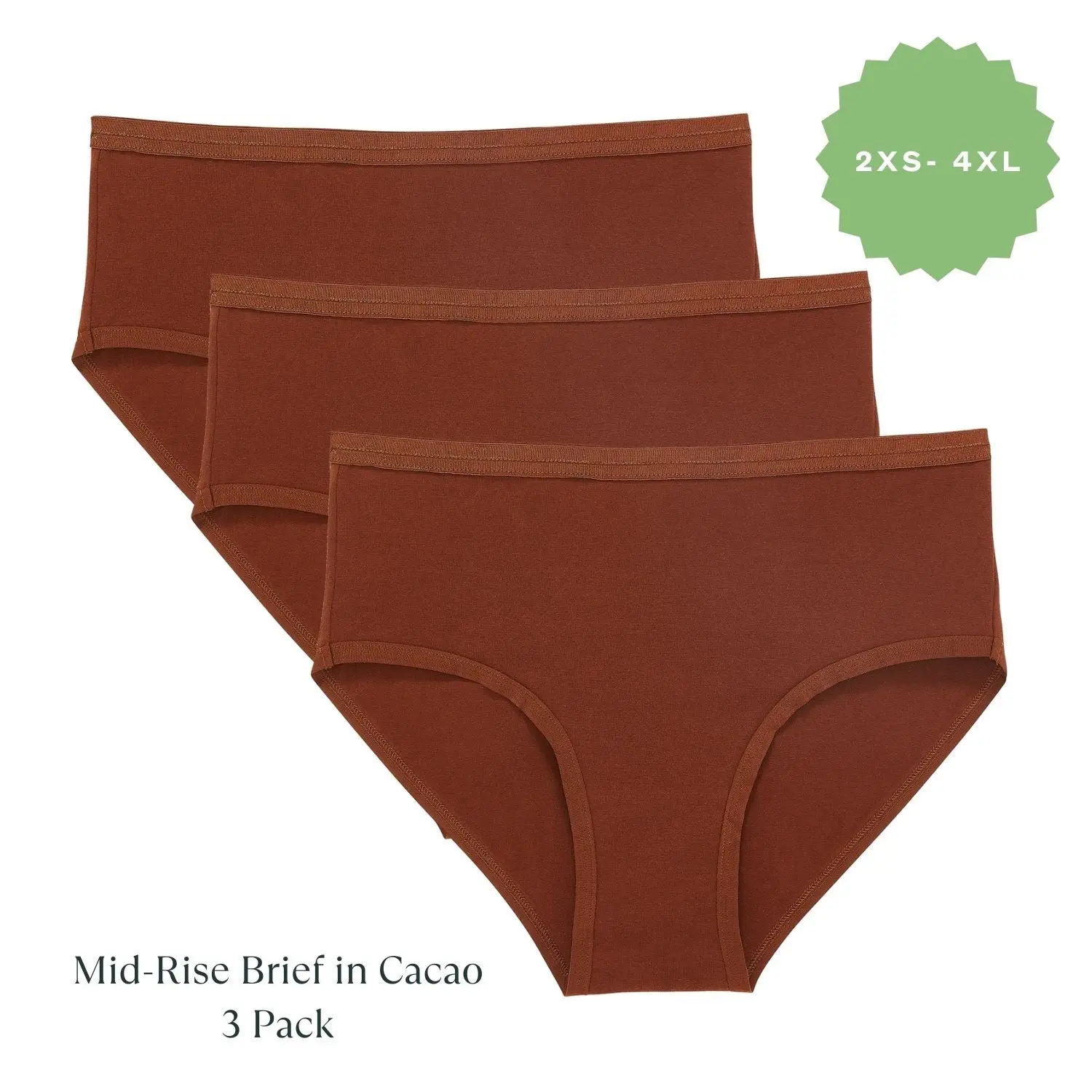 Organic Cotton Mid-Rise Brief in Cacao 3-Pack