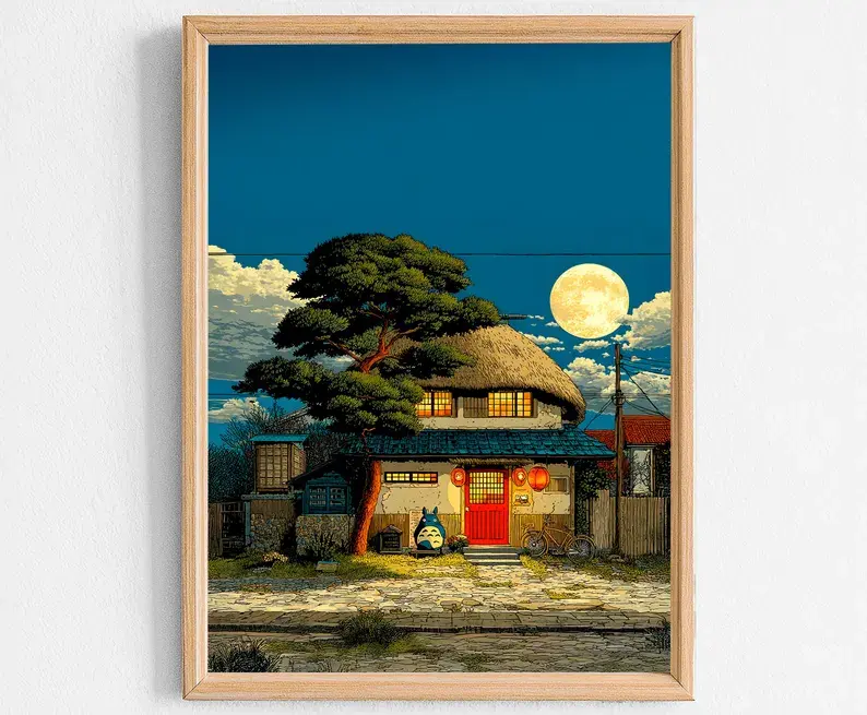 Totoro Studio Ghibli – Downloadable Poster, Wall Decor, Illustration, Japanese Poster, Digital Poster, Ghibli Poster