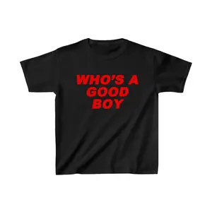 Who's A Good Boy Y2K Trendy Cute Women's Short Sleeve Aesthetic Preppy Cotton T Shirt