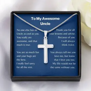 Personalized Cross Necklace, Uncle gift from Niece, Uncle Gifts, Uncle Gift from Nephew, Uncle Christmas gift, Gift for Uncle, Gift Necklace, Uncle