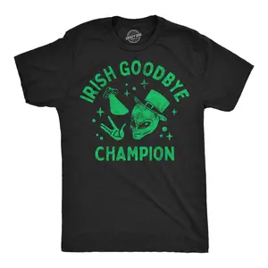 Mens Funny T Shirts Irish Goodbye Champion Sarcastic St Patricks Day Graphic Novelty Tee for Men Mens Funny T Shirts Cool Vintage Fashion T-Shirt Gift Classic Menswear Saint Patrick's Day Apparel for Men Funny Green -
