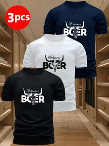 Men's Round Neck Short Sleeve T-Shirt Set, Mix and Match, Cow Print, Breathable Moisture-Wicking Fabric, Casual Loose Fit, Ideal for Gym, Running, Hiking, Beach