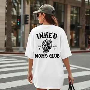 Ink3d Mom T-Shirt, Cool Tattoo Mom Graphic Tee, Trendy Mothers Day Gift Shirt, Casual Cotton Women Top