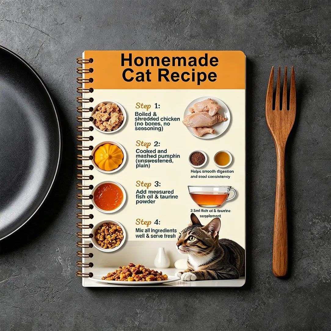 Homemade Cat Food Recipe Book, Simple & Nutritious Meals, Easy-To-Follow Recipes, Ideal for Pet Owners, Healthy Eating Guide