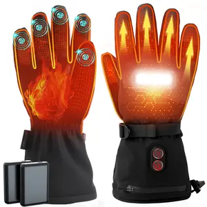 Winter Electric Heated Gloves with Light, USB Touchscreen Gloves for Men & Women - Hand Warmers with Finger Heating, 5V 7500mAh Battery for Hunting, Fishing, Skiing, Motorcycle